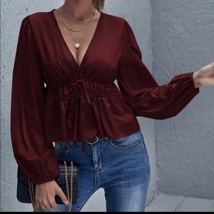 Front tie peplum top